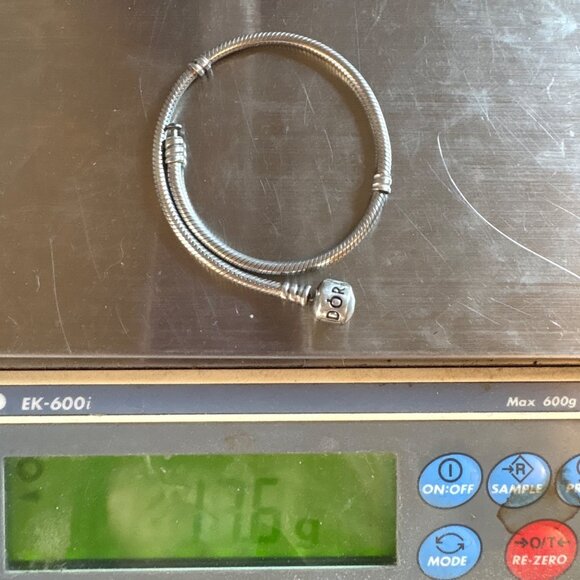 Pandora ALE Sterling Silver 925 Slide Charm Bracelet Snap clasp 9" Length - Picture 11 of 11